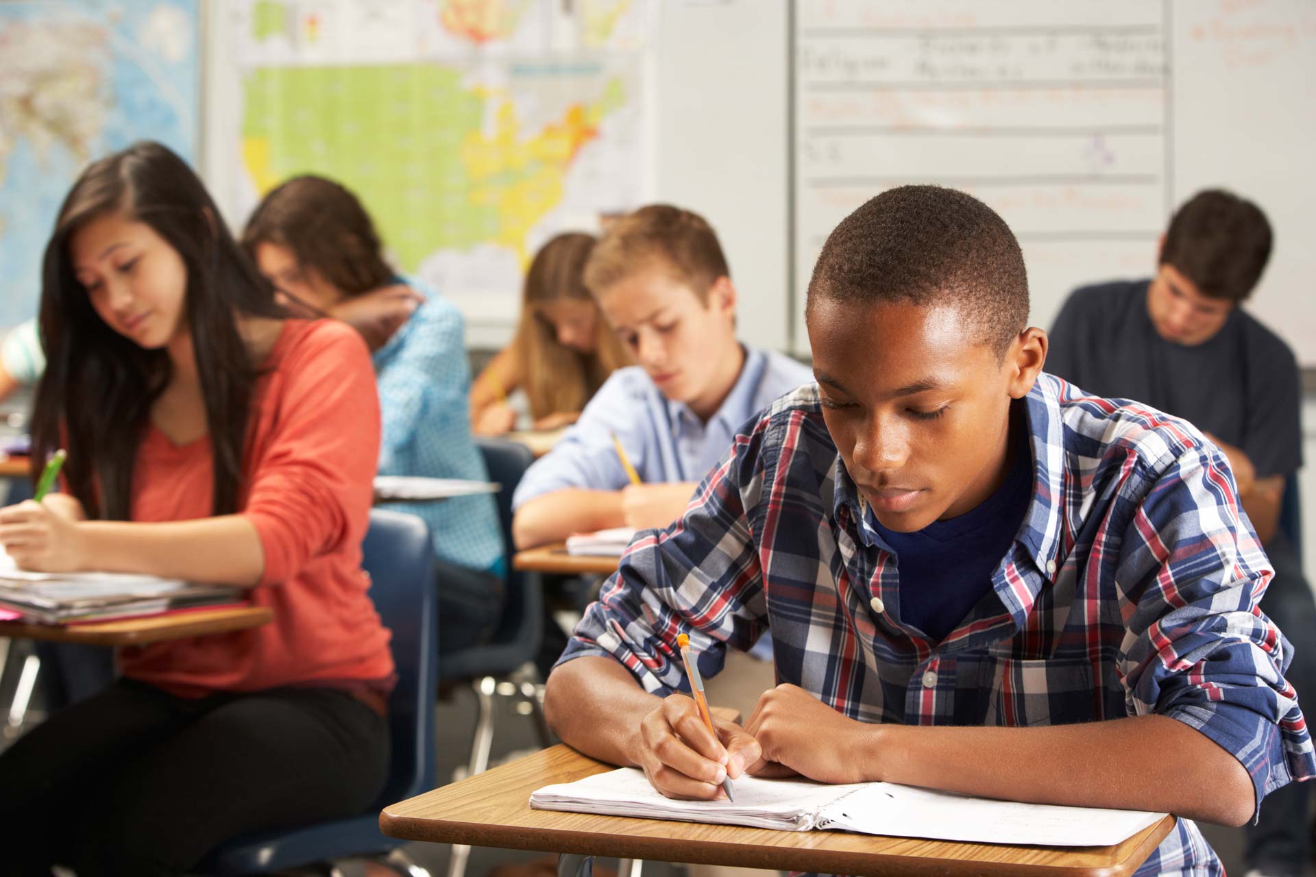 Students studying in class